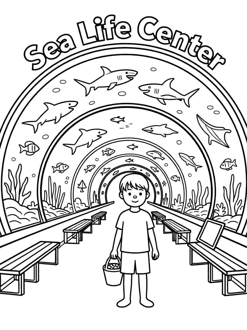 (UK, United Kingdom) Sea life center with tunnel tanks