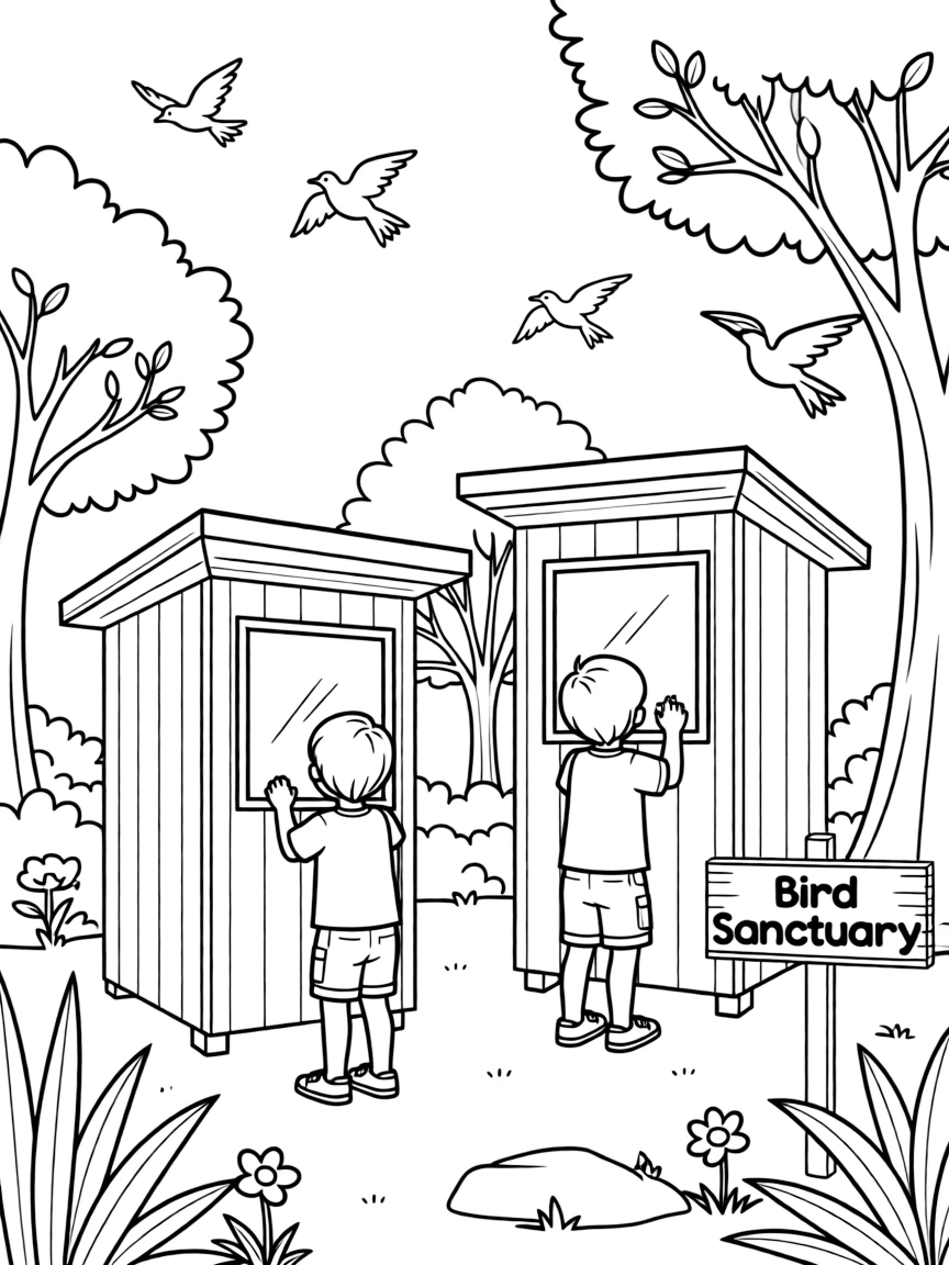 (UK, United Kingdom) Bird sanctuary with observation hides
