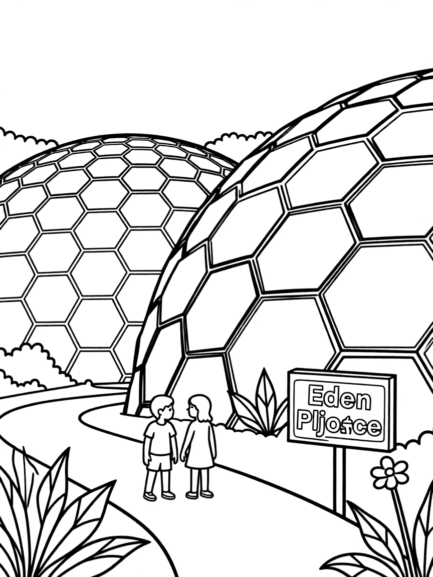 (UK, United Kingdom) Eden Project with geodesic domes