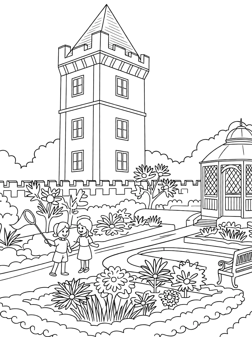 (UK, United Kingdom) Sissinghurst Castle Garden with tower