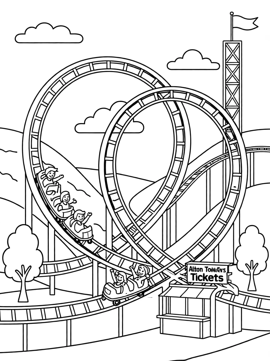 (UK, United Kingdom) Alton Towers with roller coaster loops