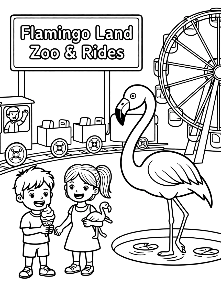 (UK, United Kingdom) Flamingo Land with zoo and rides