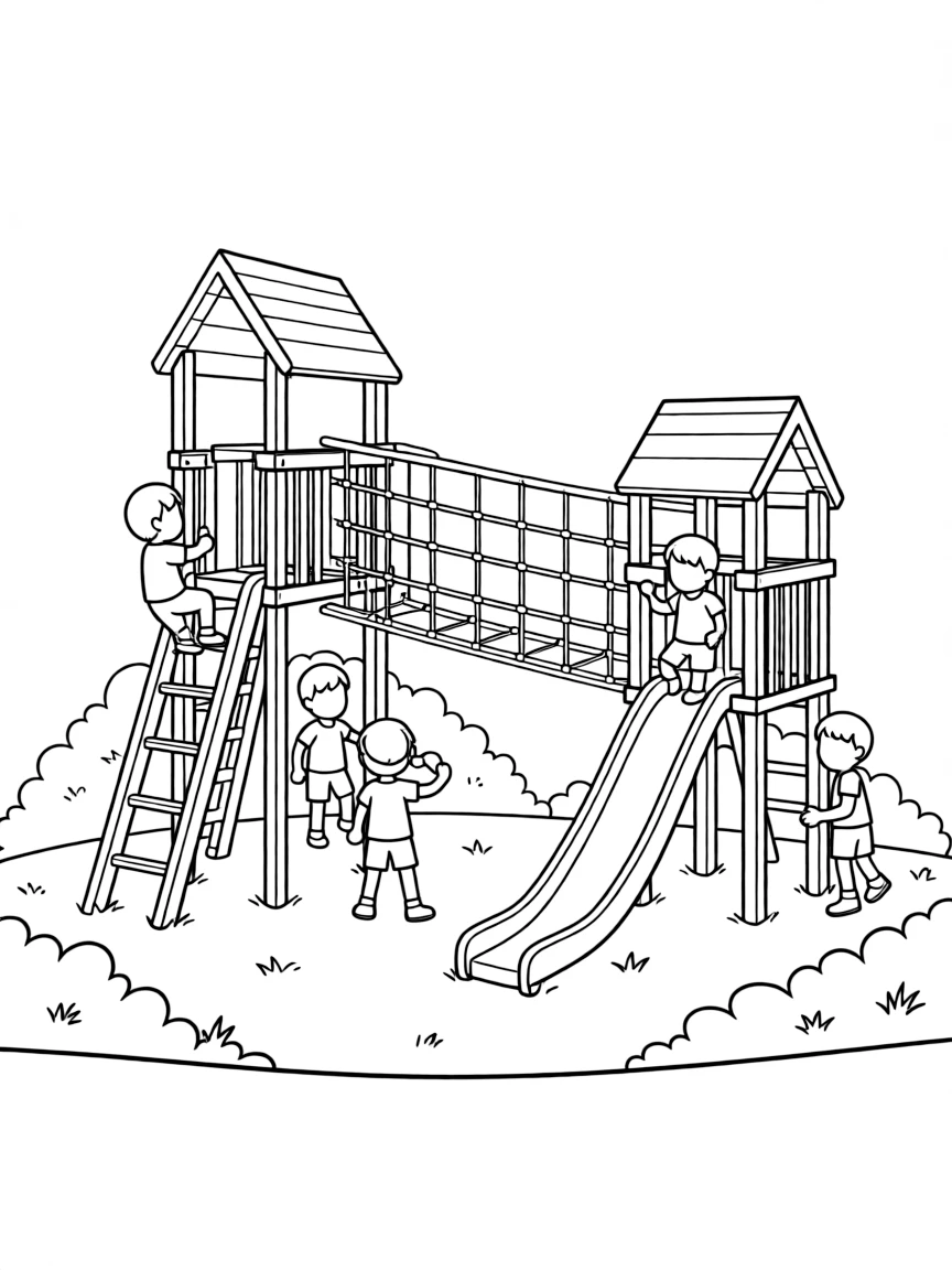 (UK, United Kingdom) Adventure playground with climbing frames