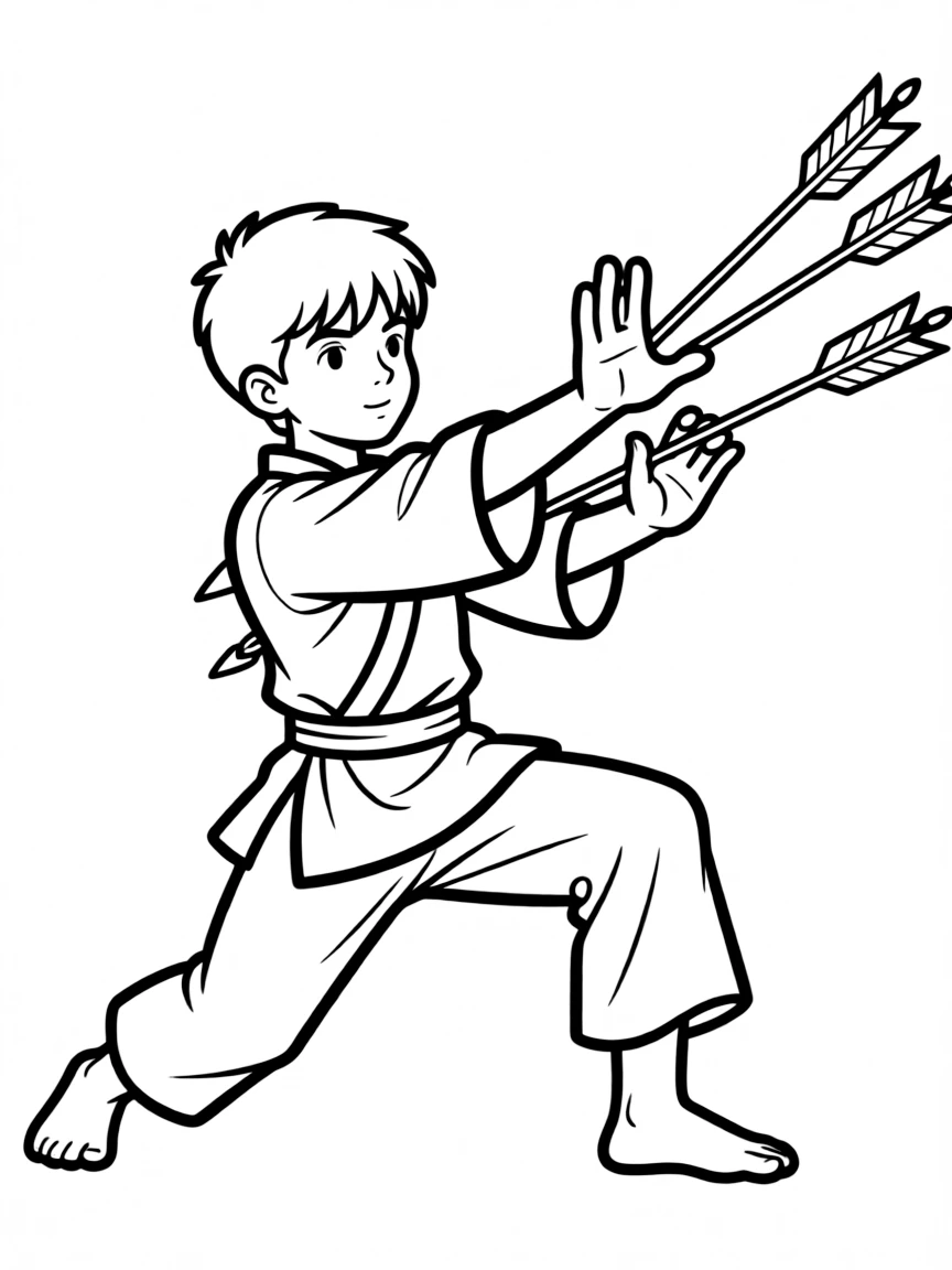 Bruce Lee catching arrows mid-air, showcasing superhuman reflexes.