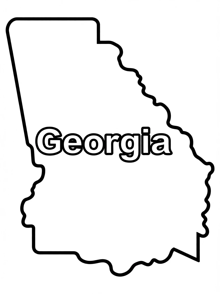 (Georgia) The Georgia state outline with “Georgia” written inside