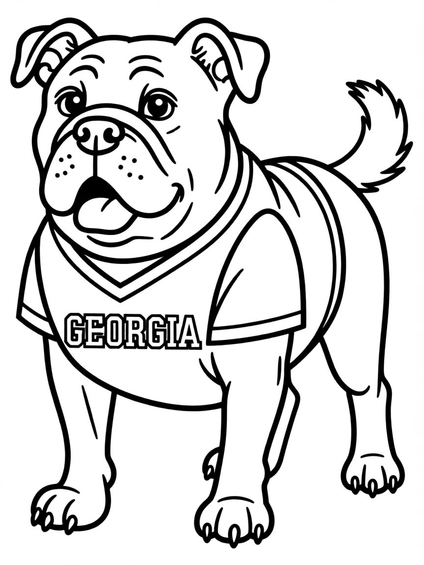 (Georgia) A Georgia Bulldog wearing a jersey