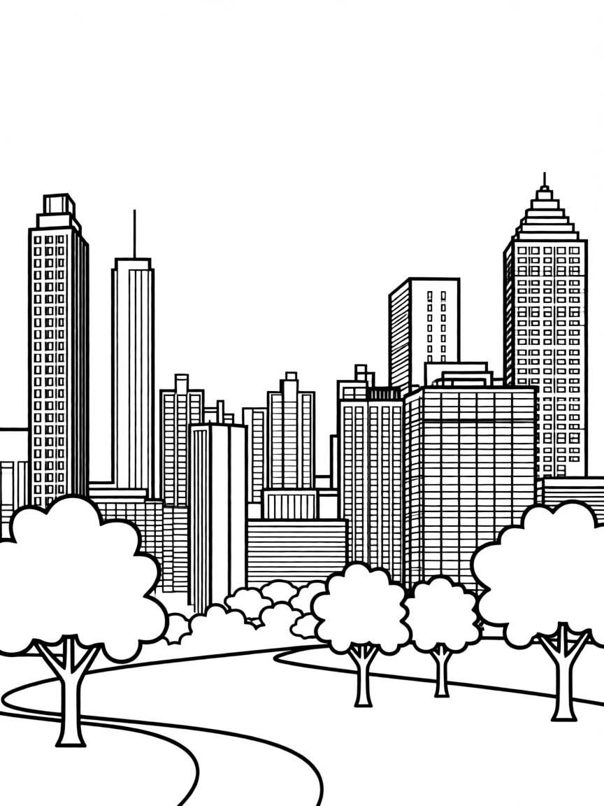 (Georgia) The Atlanta skyline with tall buildings