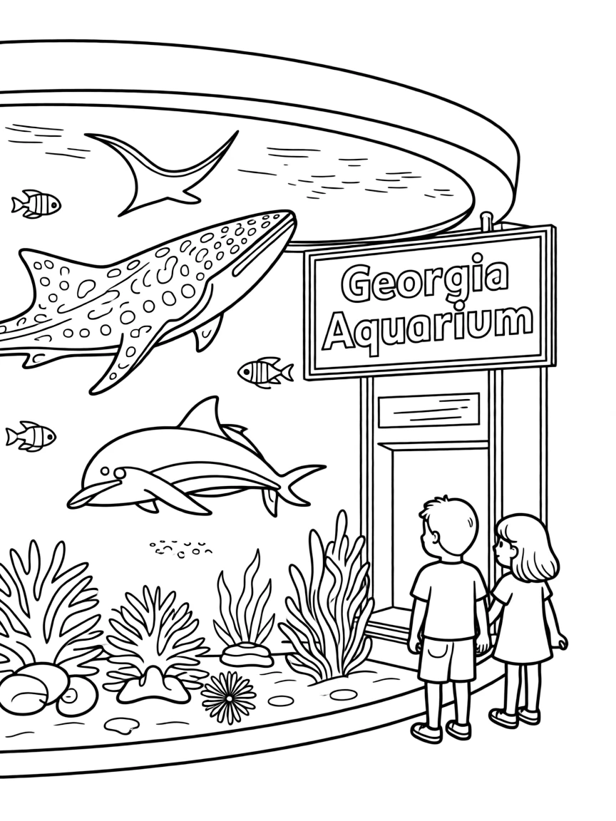 (Georgia) The Georgia Aquarium with sea creatures