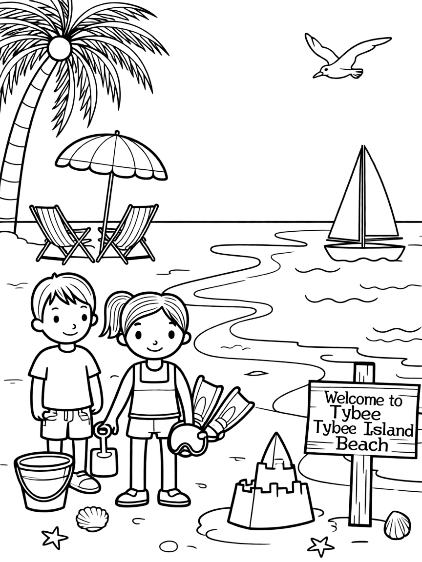 (Georgia) A beach scene from Tybee Island