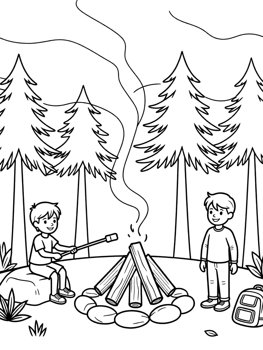 (Georgia) A campfire in a Georgia forest