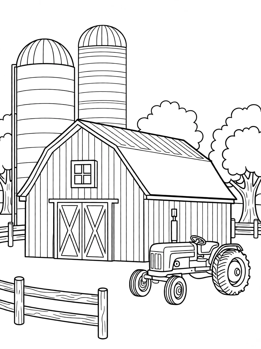 (Georgia) An old barn and silo on a Georgia farm