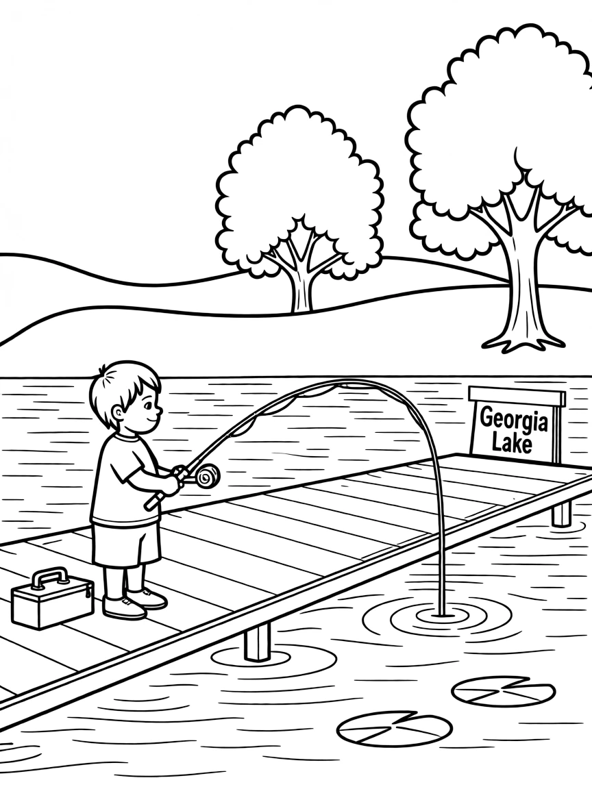 (Georgia) A child fishing in a Georgia lake