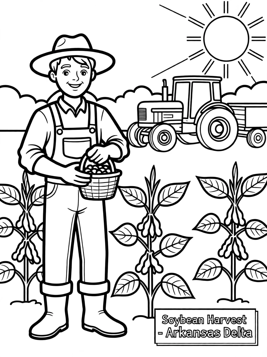 (Arkansas) A farmer harvesting soybeans in the Arkansas Delta