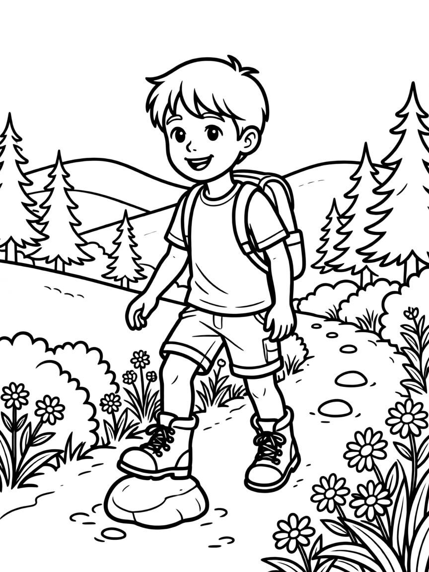 (Arkansas) A child hiking in the Ozark Mountains