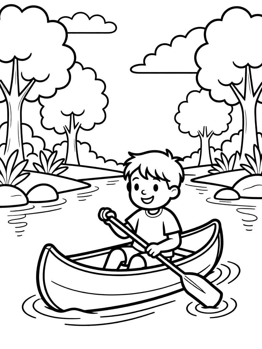 (Arkansas) A kid canoeing on Buffalo National River