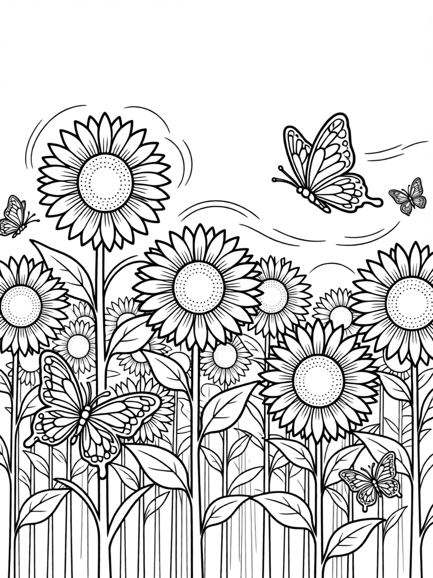 (Arkansas) A field of sunflowers with butterflies flying around