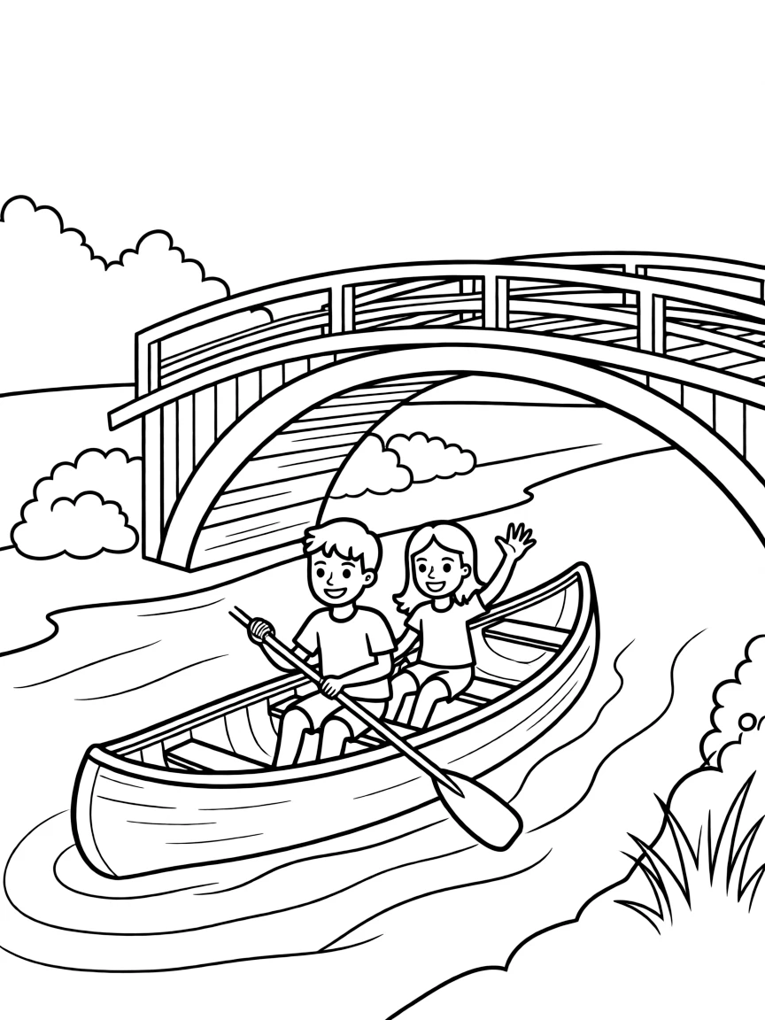 (Arkansas) A canoe under a bridge on the White River