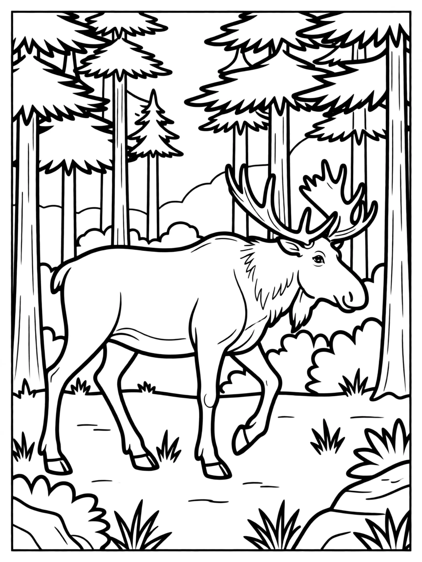 (Colorado) A moose walking through a forest
