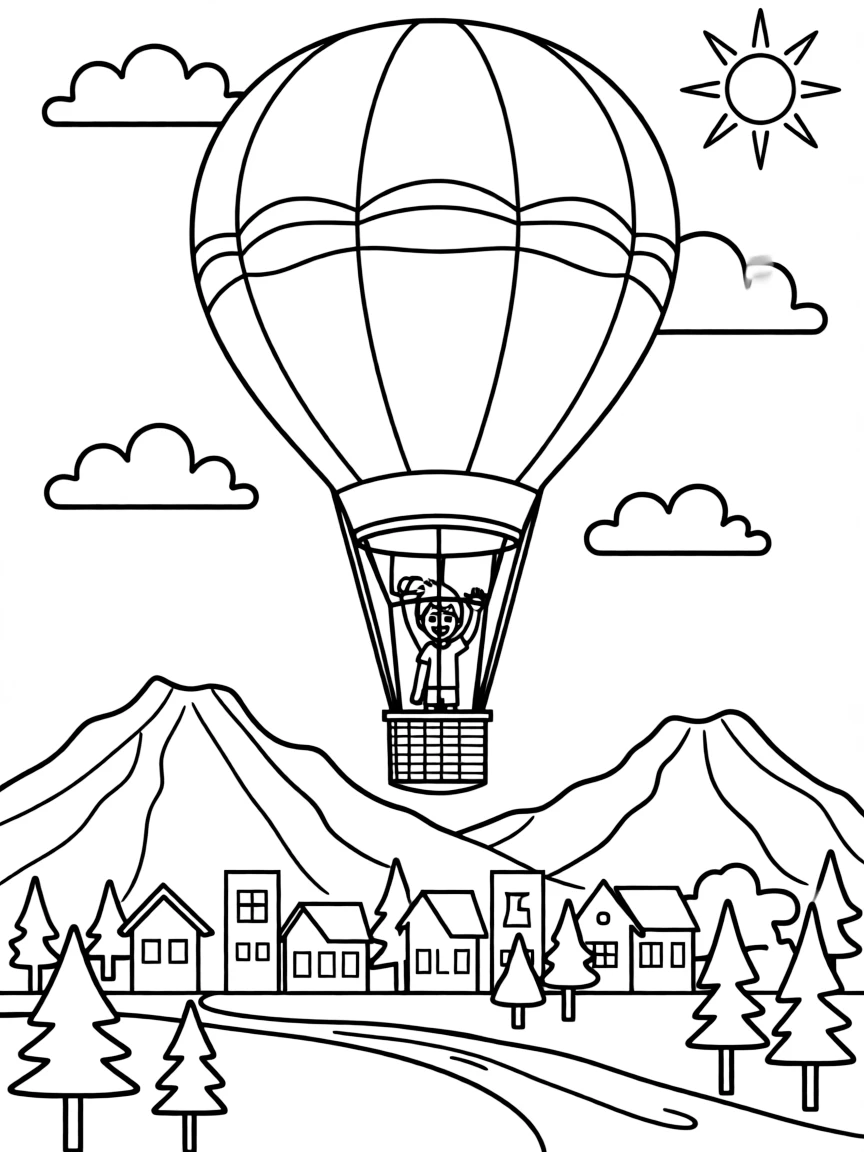 (Colorado) A hot air balloon flying over Colorado Springs