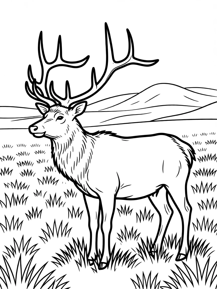 (Colorado) An elk standing in a grassy meadow