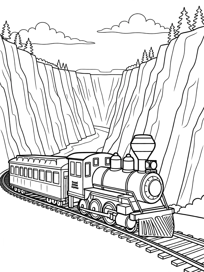 (Colorado) A train going through the Royal Gorge