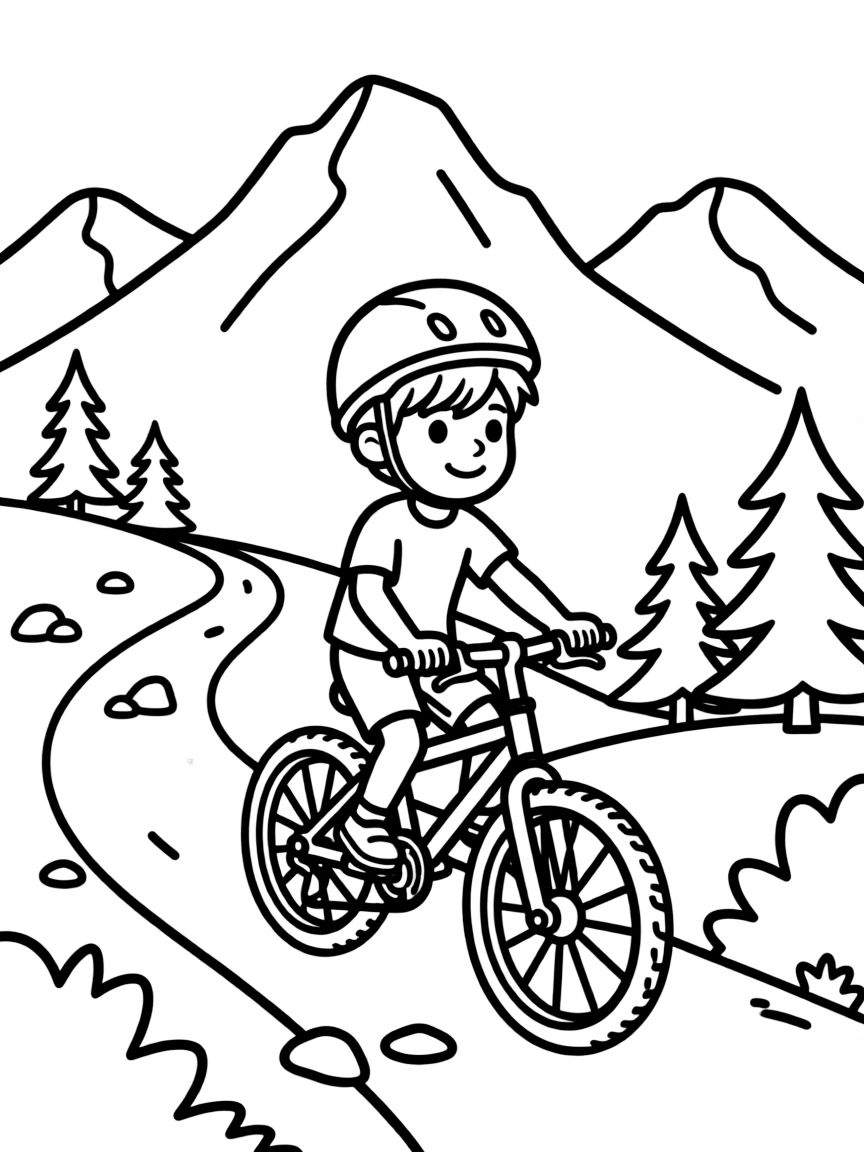 (Colorado) A bike rider on a mountain trail