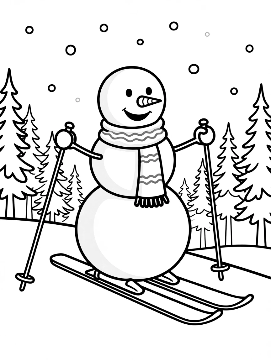 (Colorado) A snowman with skis and a scarf