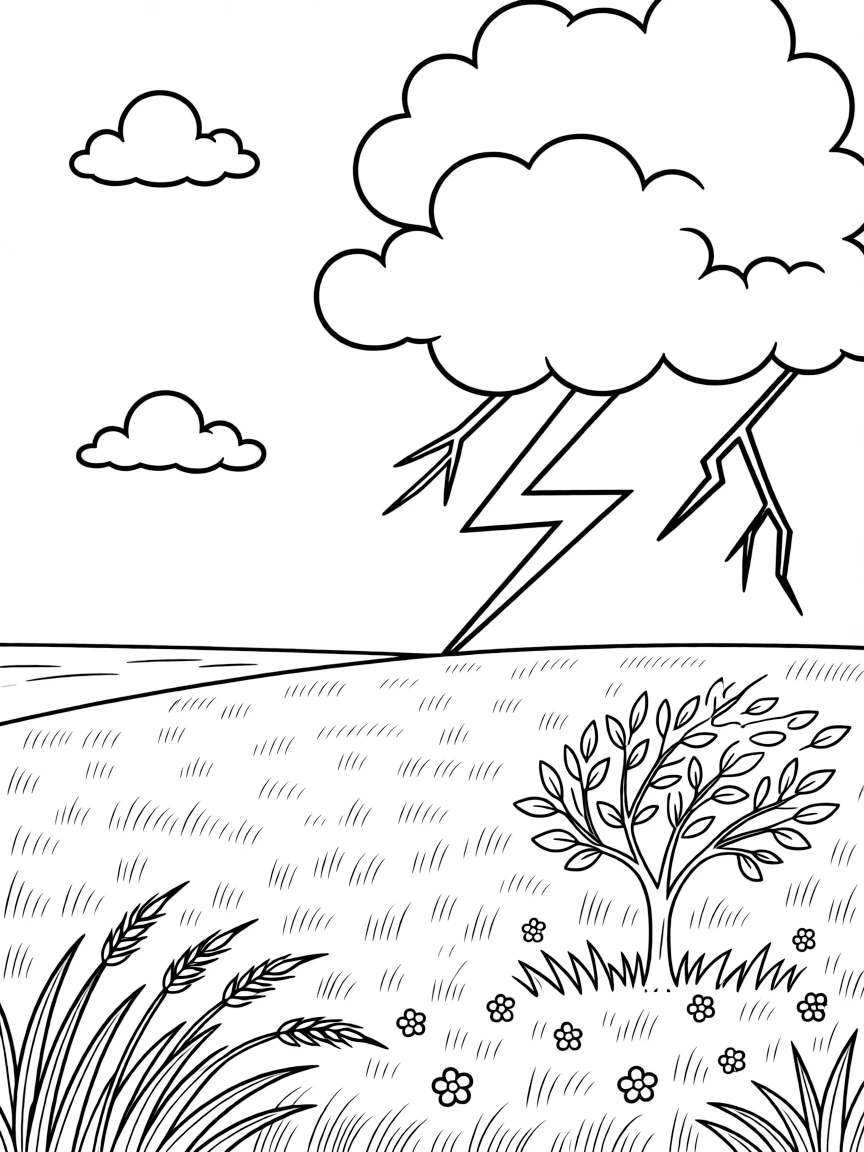 (Colorado) A thunderstorm over a flat prairie