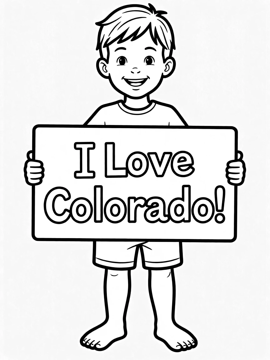 (Colorado) A child holding a sign that says "I Love Colorado!"