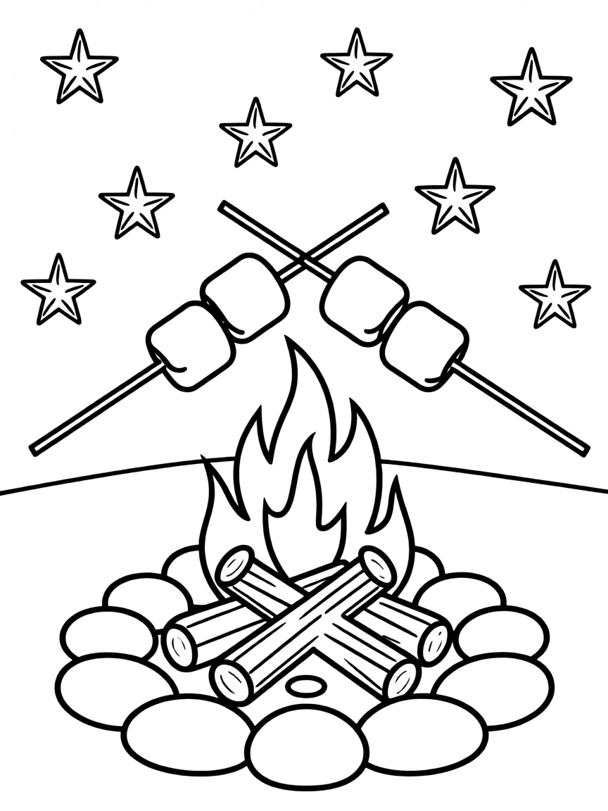 (Colorado) A campfire with marshmallows and stars above
