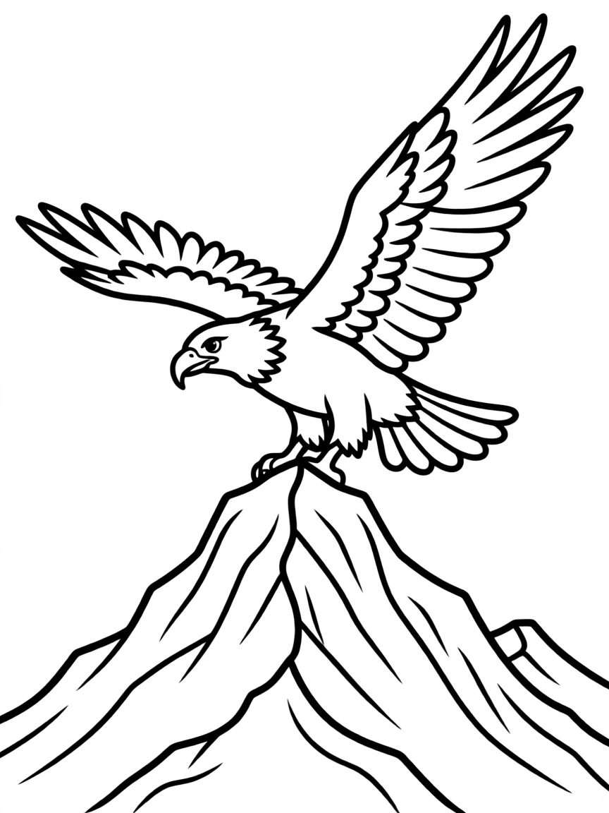 (Colorado) A bald eagle soaring over a mountain peak
