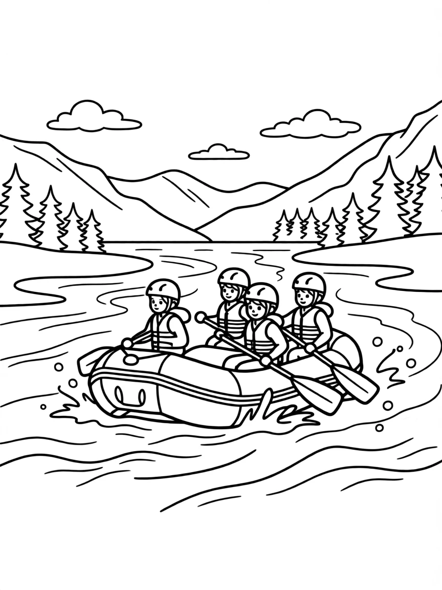 (Colorado) A rafting boat going down a whitewater river