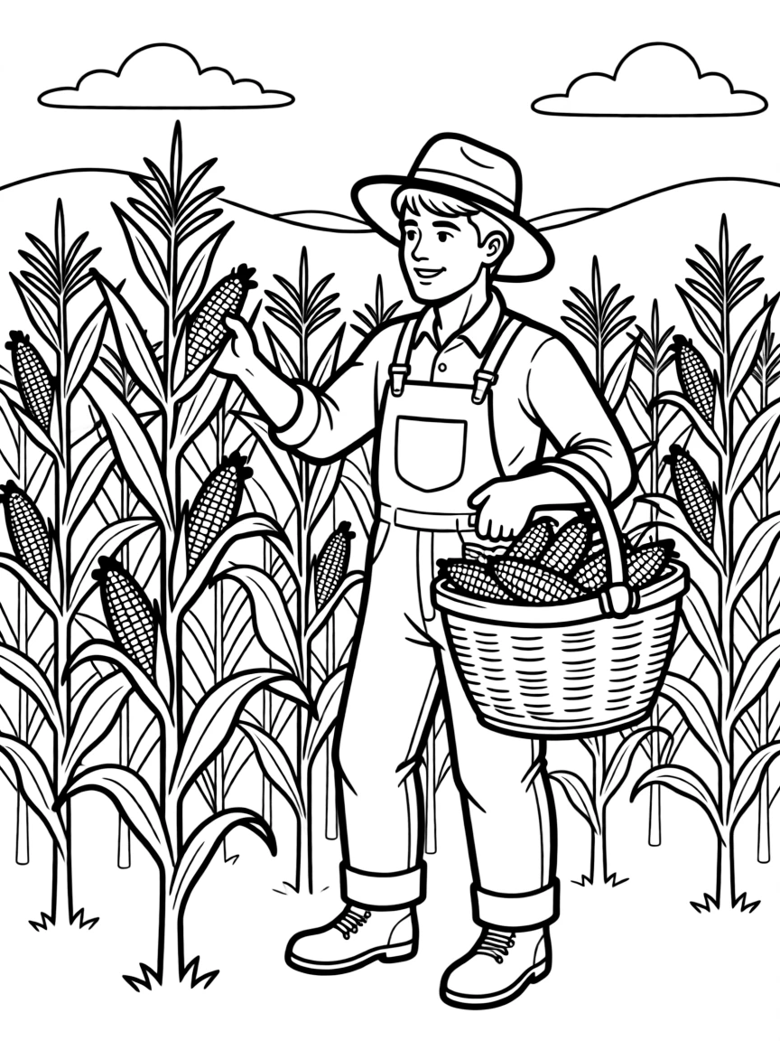 (Colorado) A farmer harvesting corn in a field