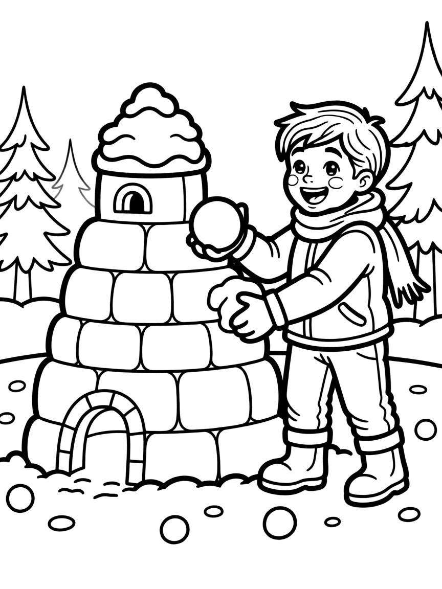 (Colorado) A child building a snow fort