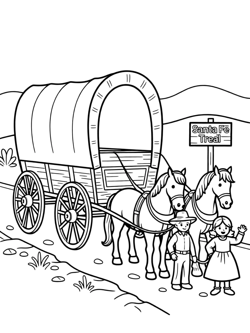 (Kansas) Covered wagon on the Santa Fe Trail