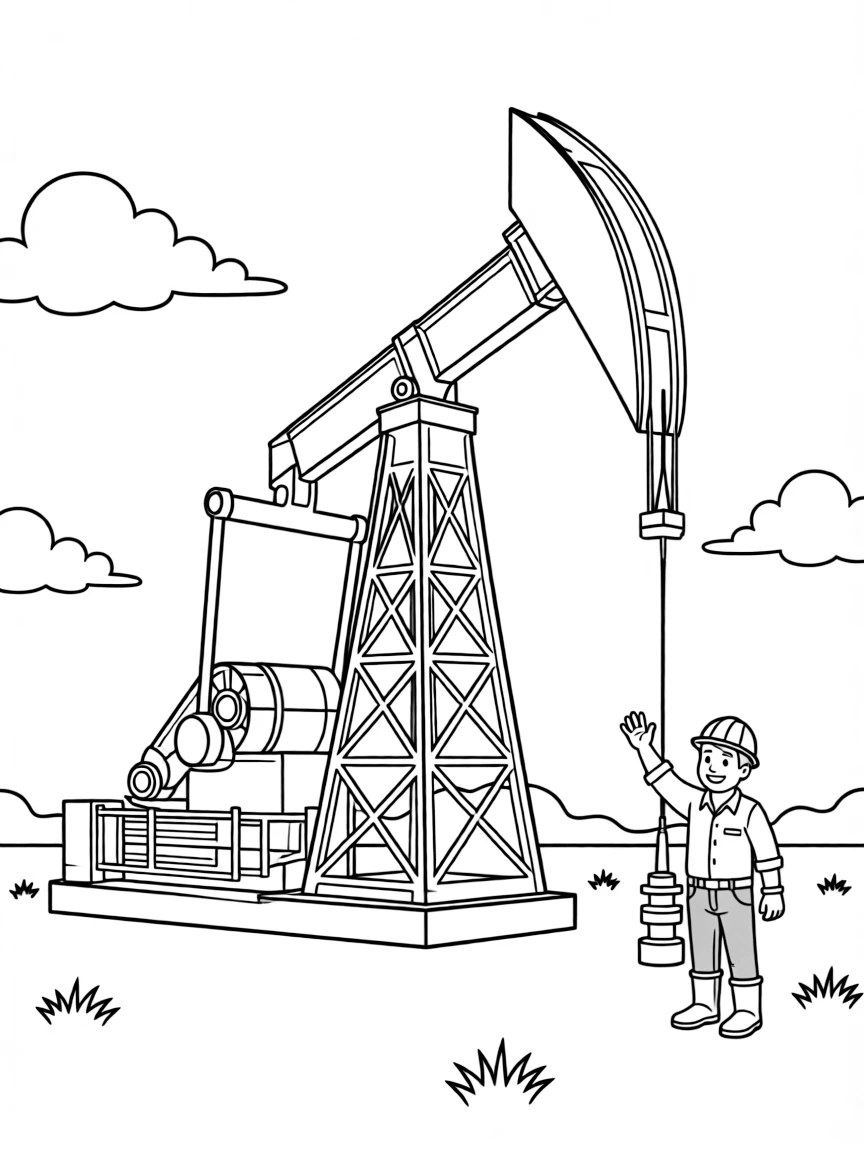 (Kansas) Oil derrick pumping in open field