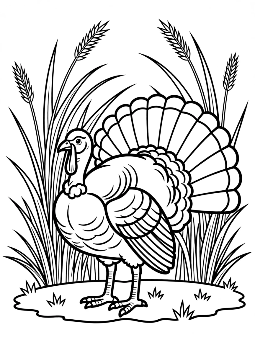 (Kansas) Wild turkey in tall prairie grass