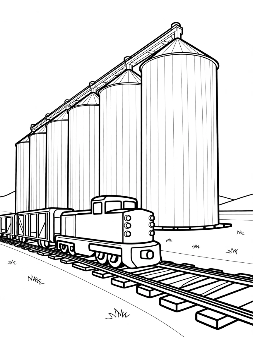 (Kansas) Grain silo complex with train tracks