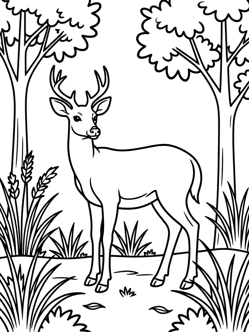 (Kansas) White-tailed deer in Kansas woodland