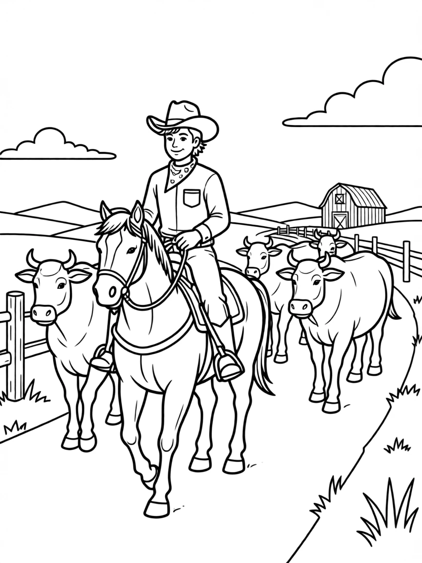 (Kansas) Chisholm Trail cattle drive scene