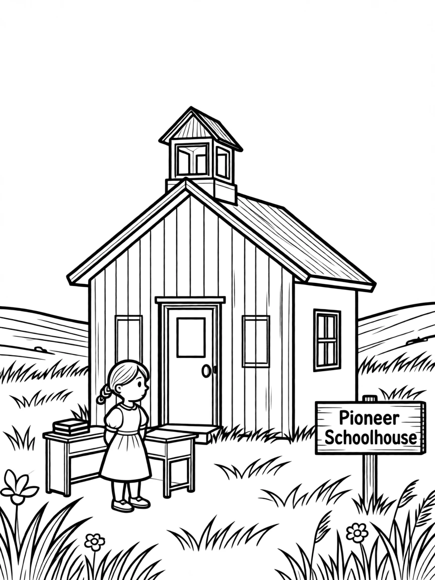 (Kansas) Pioneer schoolhouse on the prairie