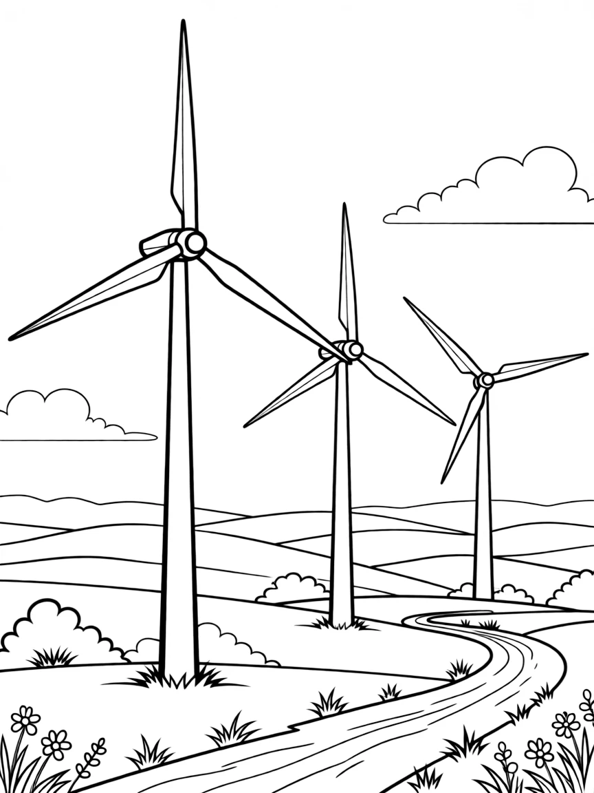 (Kansas) Kansas wind farm with turbines