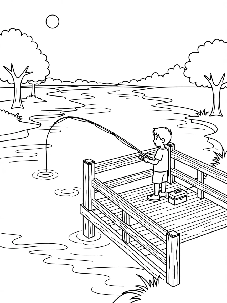 (Kansas) Kansas river with fishing pier