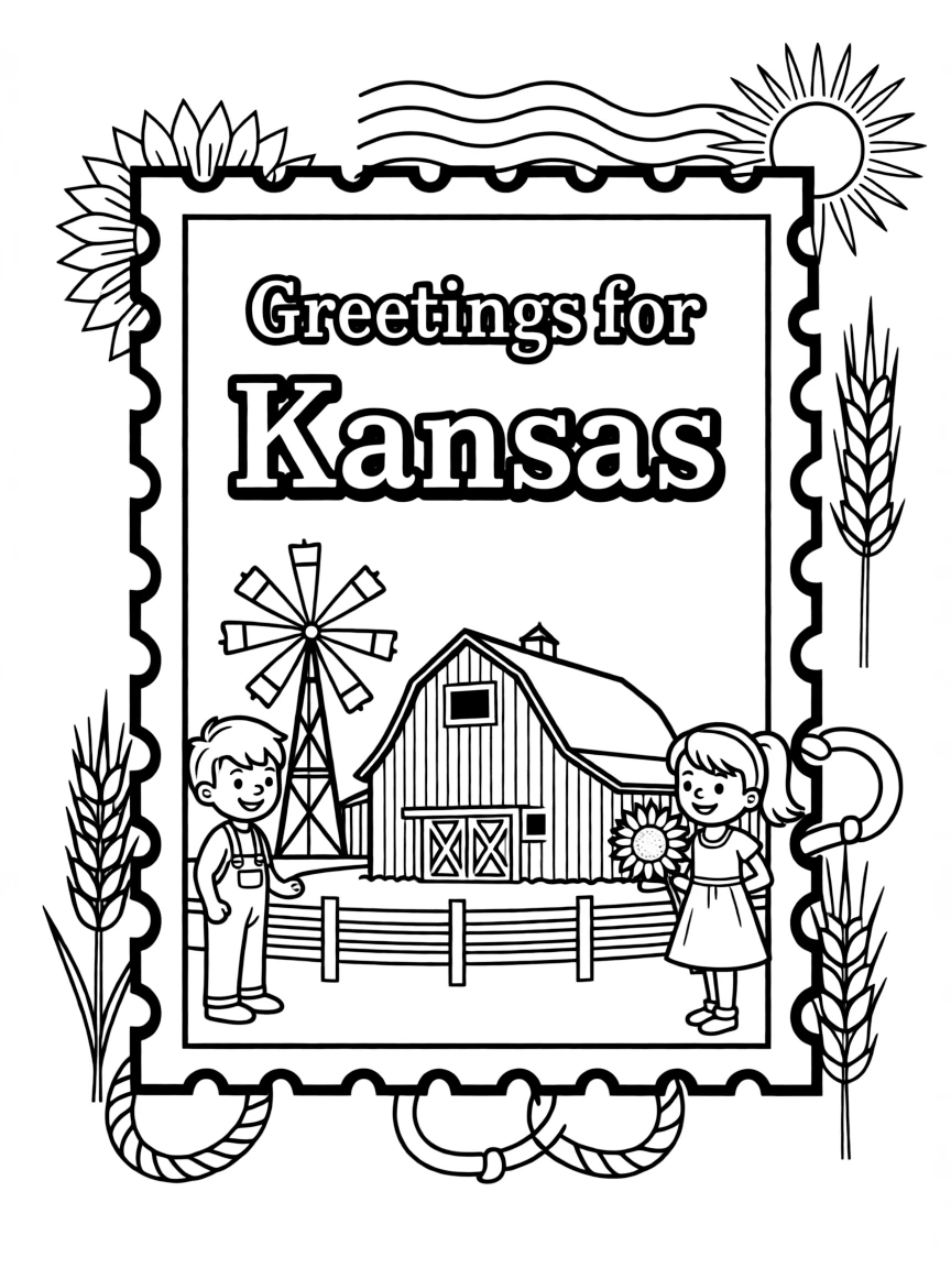 (Kansas) Vintage Kansas postcard design