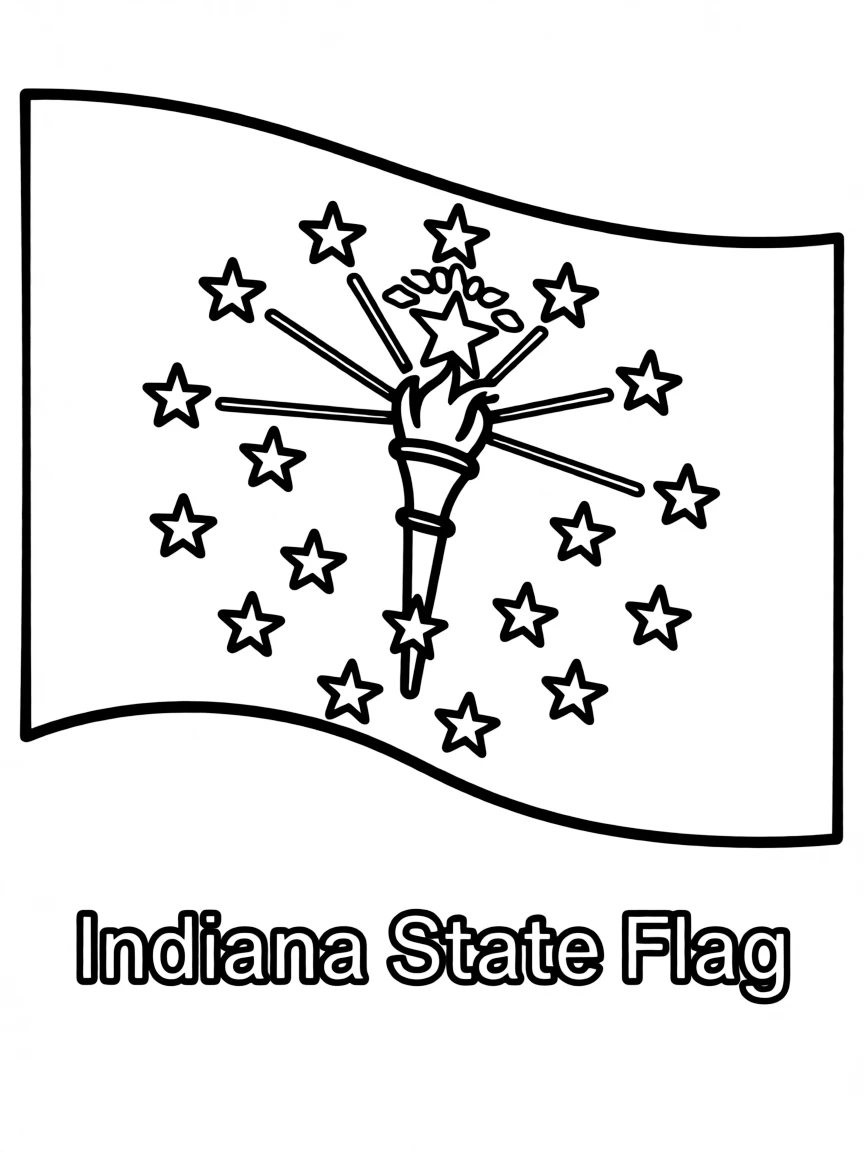 (Indiana) The Indiana state flag with torch and stars