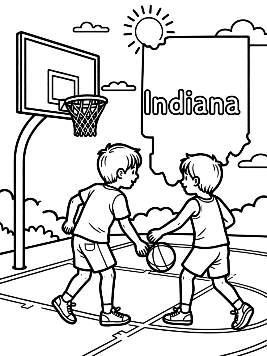 (Indiana) Children playing basketball in Indiana