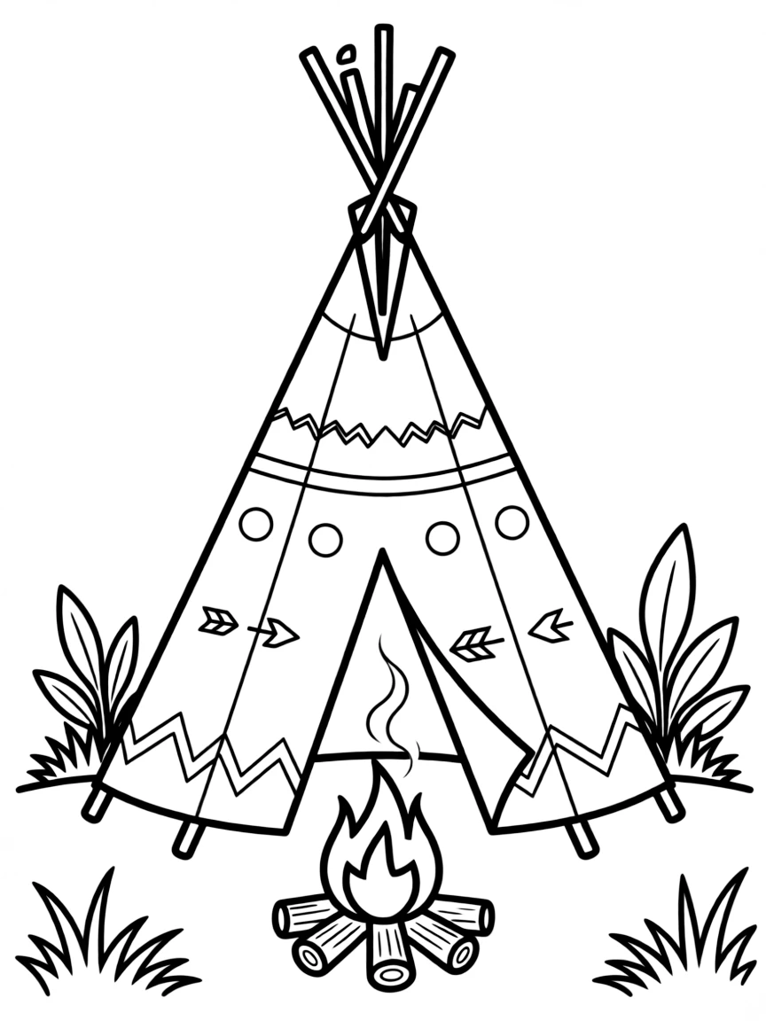 (Indiana) Native American tipi and heritage symbols