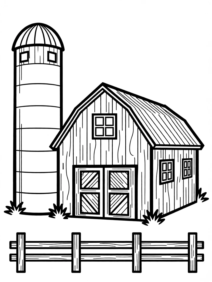 (Indiana) A silo next to a barn