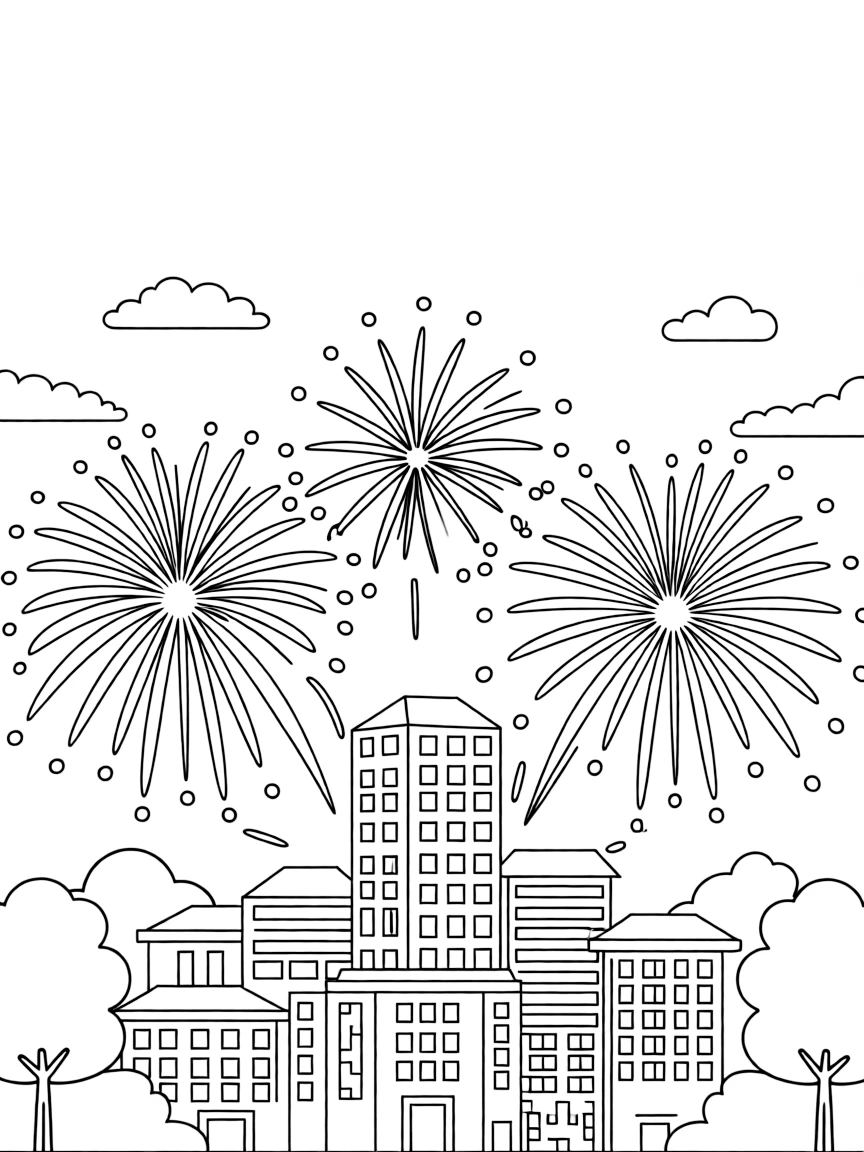 (Indiana) Fireworks over downtown Indianapolis