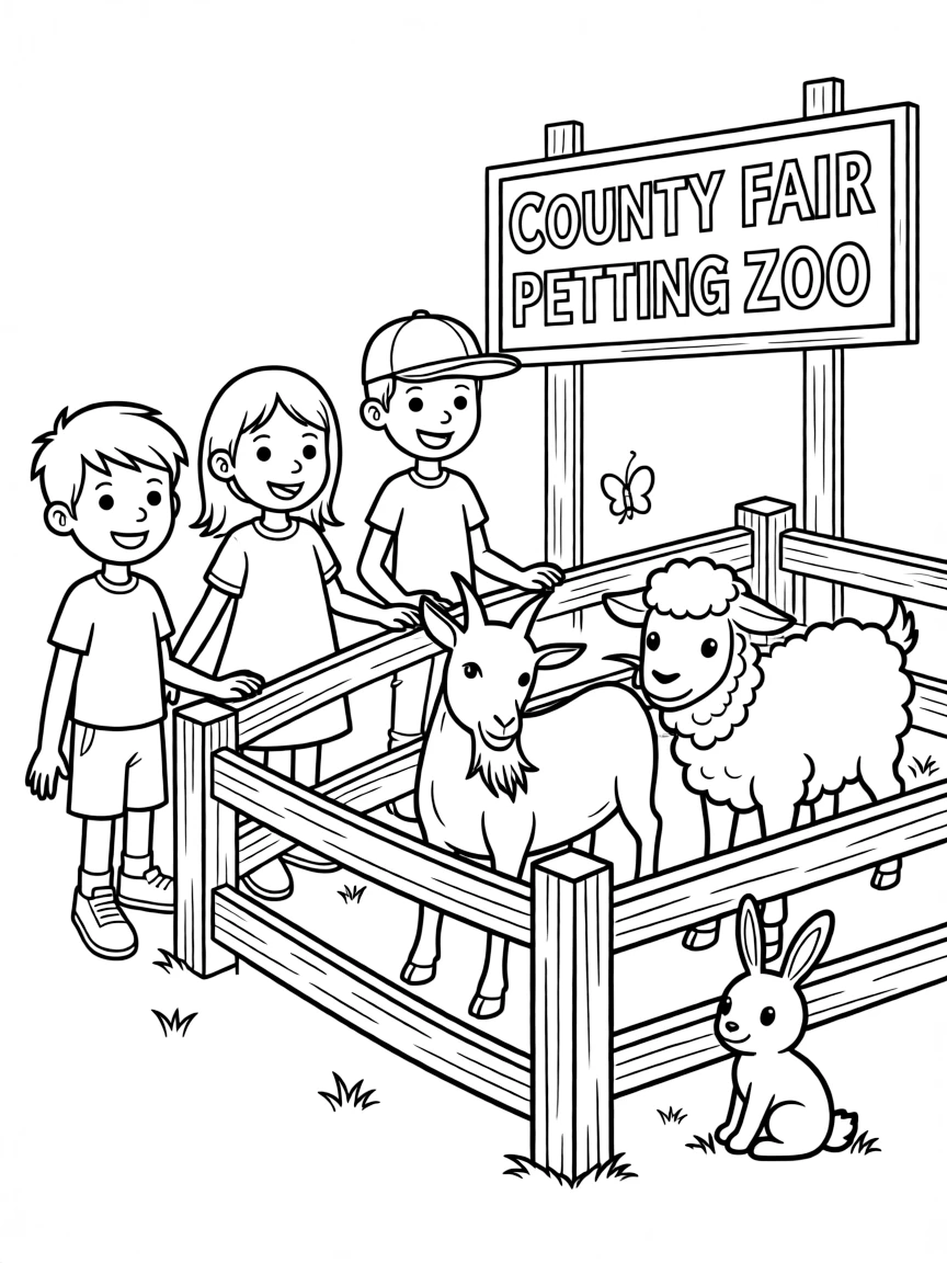 (Indiana) A group of kids visiting a county fair petting zoo